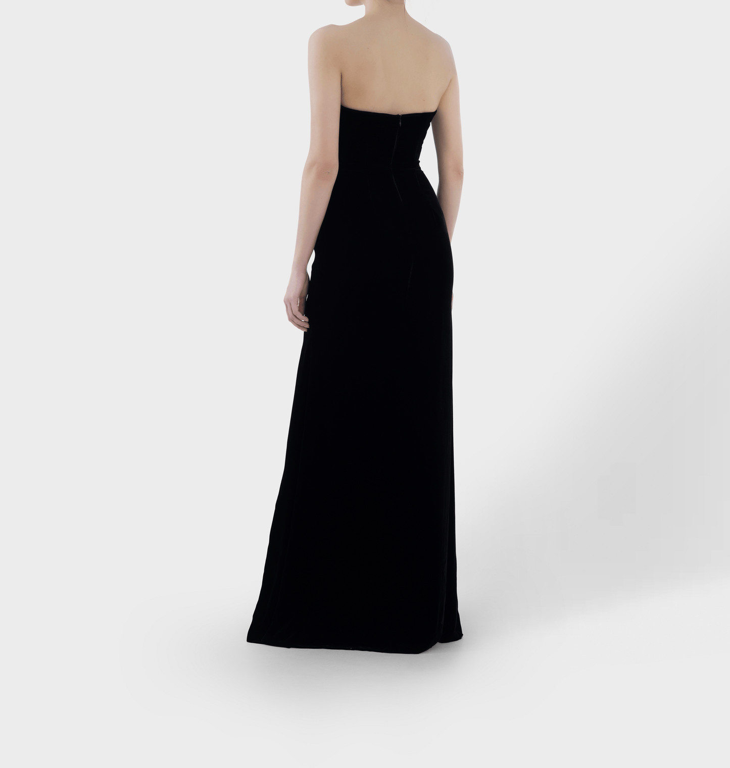 black velvet Strapless Gown