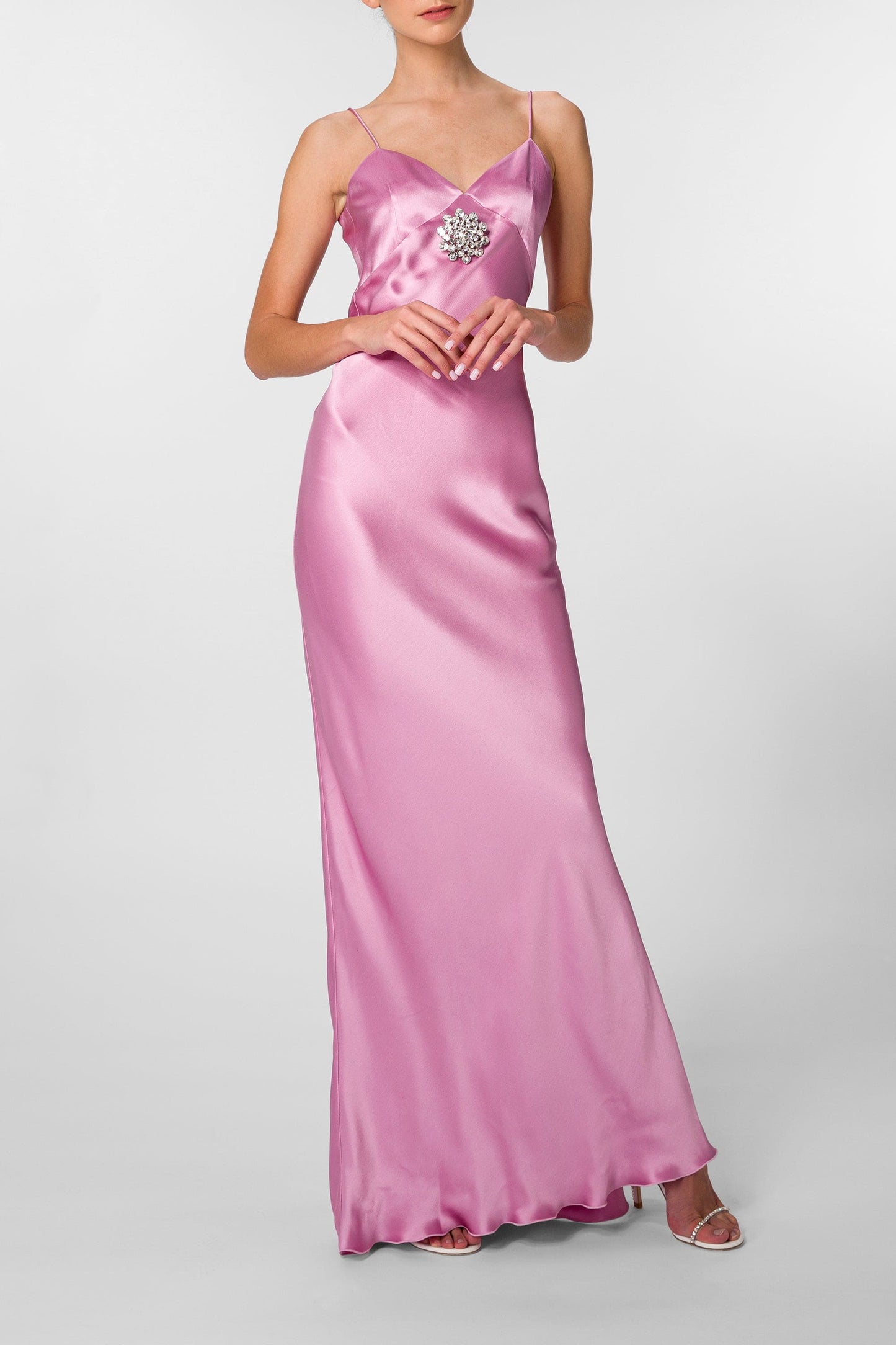 V-Neck Satin Gown